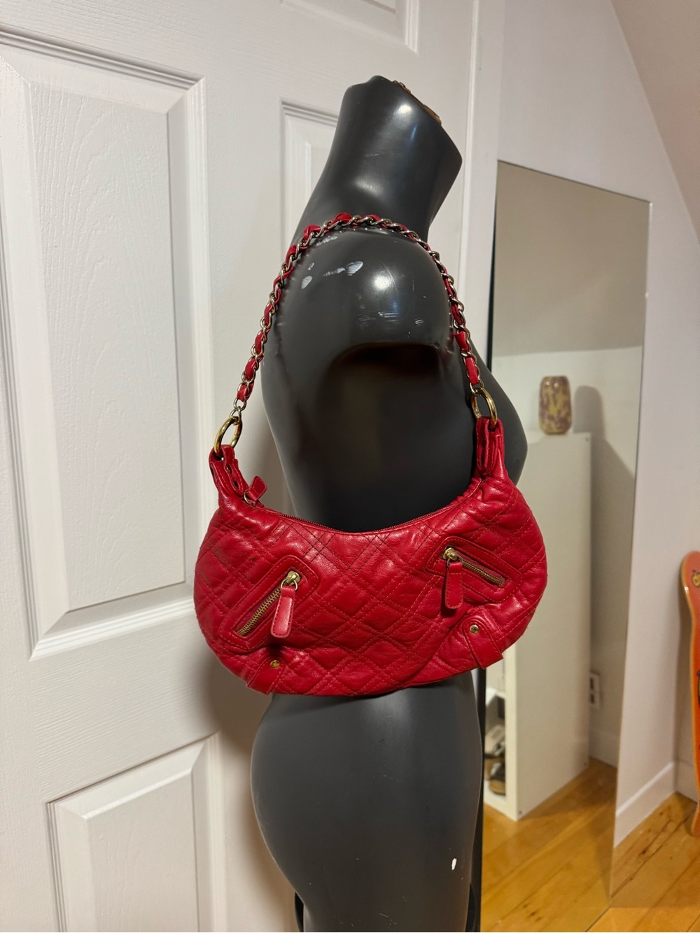 Red Quilted Shoulder Bag - Stylish Women’s Handbag